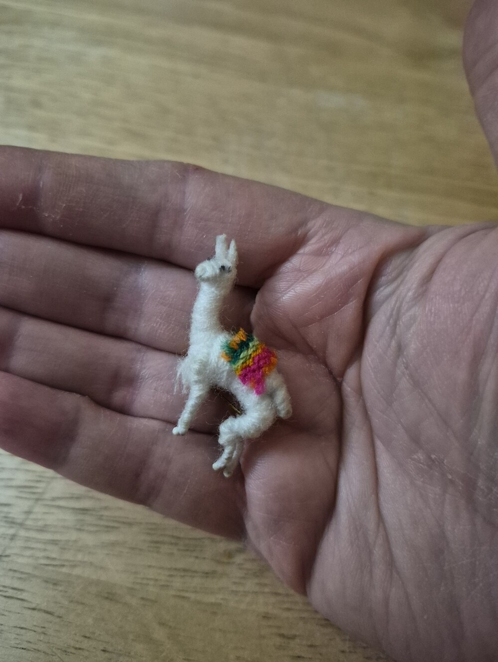 Vintage Mini Llama Fabric Brooch